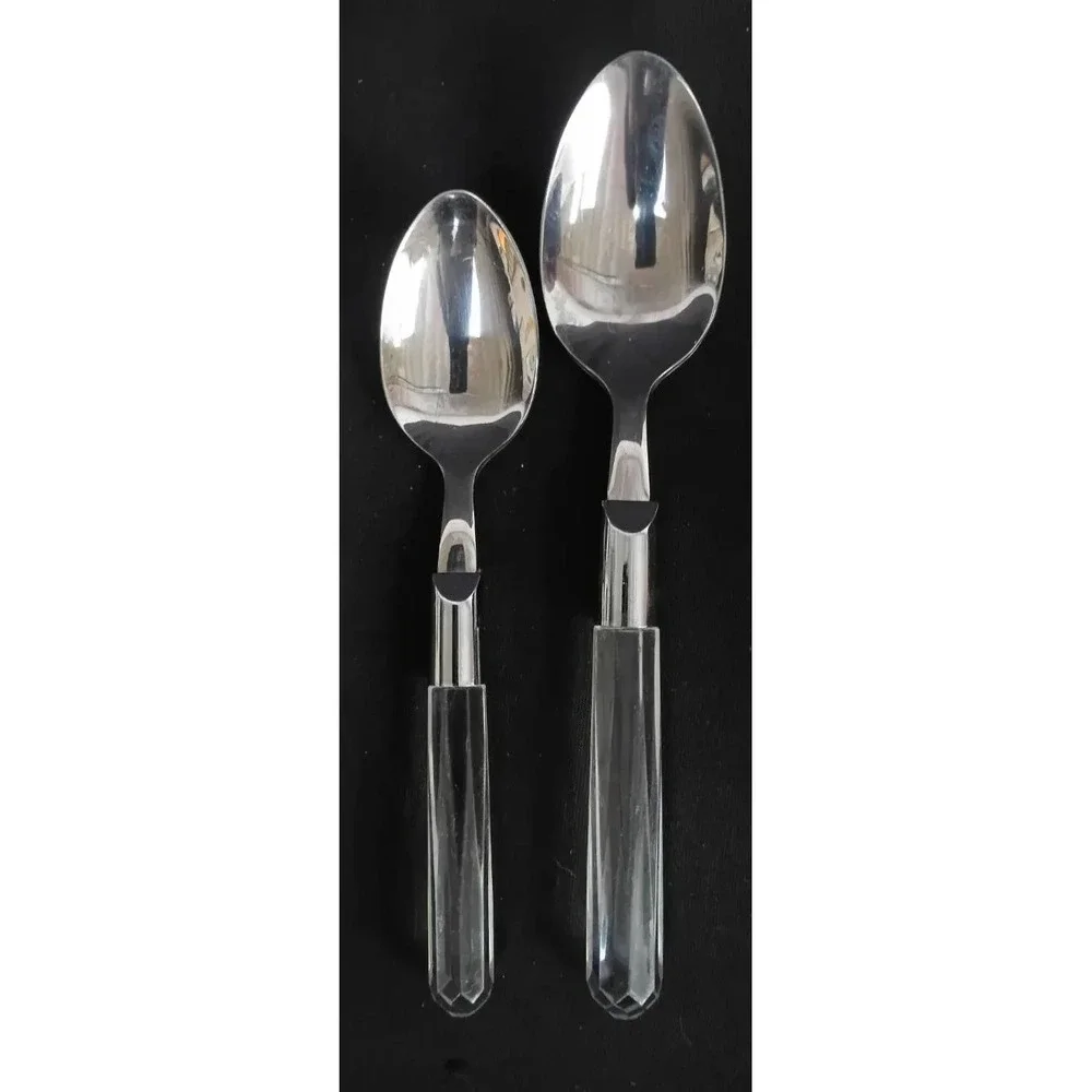 Hampton Silversmiths Stainless Flatware Clear Lucite Handle 32 Piece Set# 196